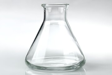 Glass Erlenmeyer Flask on Reflective Surface Clean Laboratory Experiment for Science and Education