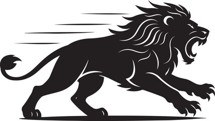 Black and White Lion Silhouette Vector Illustration
