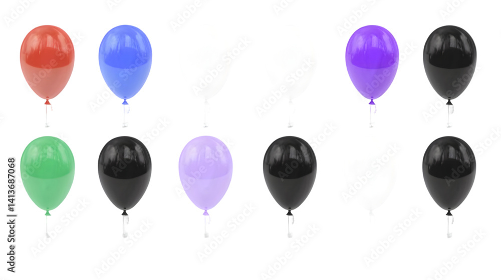 Poster realistic balloons illustration floating against transparent background
