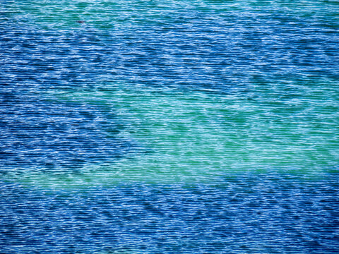 Falkland Islands, Carcass Island. The brilliant blue of the lagoon creates colors and patterns.
