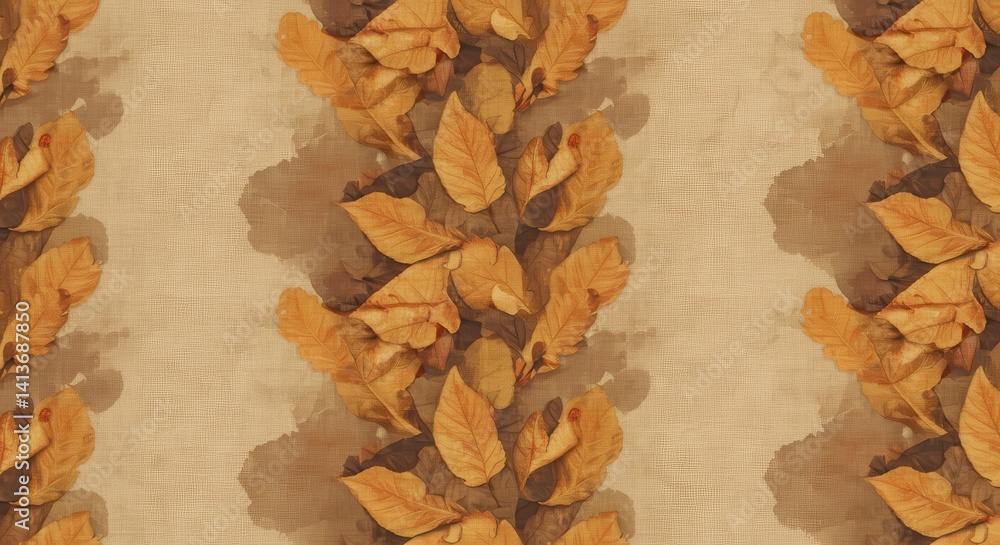 Poster autumn leaves arrangement creating a textured background pattern design