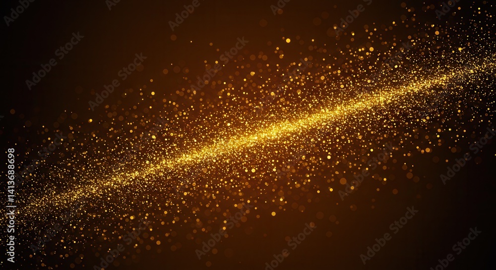 Poster golden particles glittering background sparkling with light effects