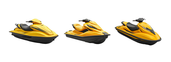 Vibrant Yellow Jet Skis on Transparent Background for Water Sports Enthusiasts