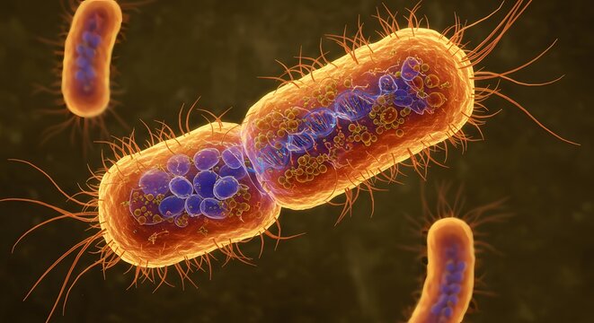 Bacterial Cell Division with Microscopic View.