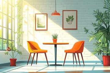 Modern Cozy Workspace: Embracing Natural Light and Greenery in Contemporary Home Decor