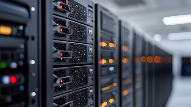 Data center server racks high tech digital infrastructure