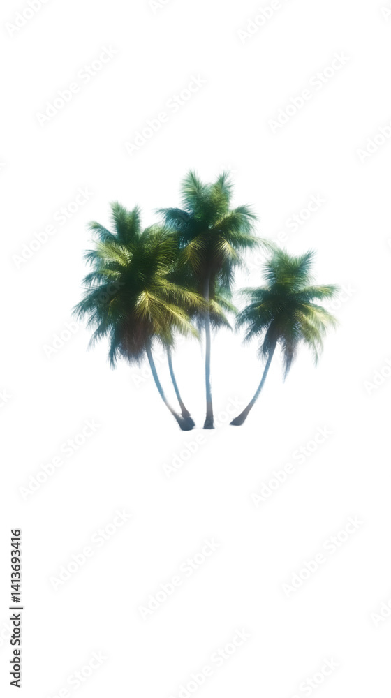 Poster realistic photo of isolated palm trees on transparent background