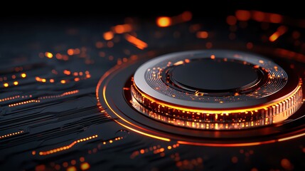 Futuristic technology abstract design with orange highlights