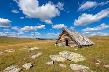 A decayed wooden hut on a lonely island, with whispers heard from within whenever the wind blows