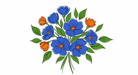 A Vibrant and Expressive Depiction: A Colorful Abstract Geometric Lily of the Valley Flower in a Contemporary Nordic Folk Art Style with a Flat Design Aesthetic