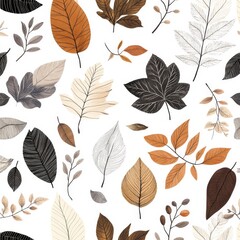 Autumn leaves seamless pattern.