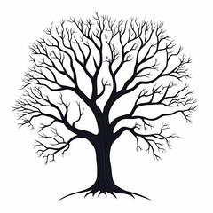 Obraz premium Black Silhouette Leafless Tree: Minimalist Abstract Nature Design & Art