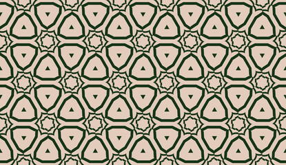 Design pattern with abstract modern ornament. Triangles style. Vector illustration. Green, brown color. Seamless