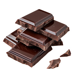 Dark Chocolate Chunks Stacked on a White Background. Indulge Your Sweet Tooth with These Delicious Treats.