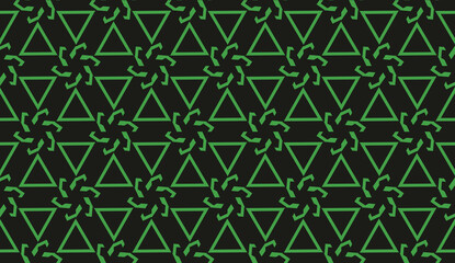 Fototapeta premium Modern elegant background Triangles, lines.. For your design. Vector seamless pattern in geometric style. Dark Green color.