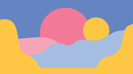 Colorful Abstract Geometric Shapes With Lines and Vibrant Colors, Retro 90s Memphis pattern with pastel background,