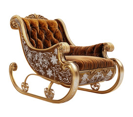 Elegant Vintage Rocking Chair with Ornate Gold Detailing and Plush Design