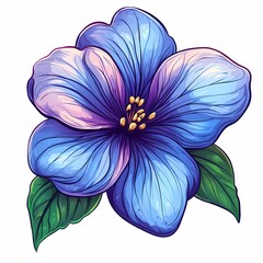 Vibrant Blue Flower Illustration: Colorful Botanical Artwork for Nature-Inspired Design