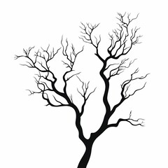 Leafless Tree Silhouette - Artistic Black and White Vector Art of Barren Twigs and Branches