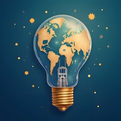 Energy and Technology Symbol with Planet Earth