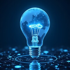 Global Innovation Light Bulb with Earth Inside