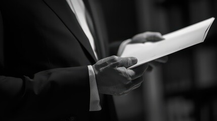 CEO presenting a printed business deal proposal