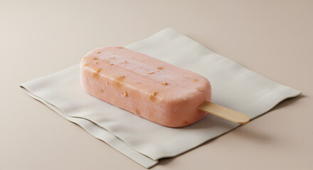 Peachy Delight: A Fruity Ice Cream Bar Presentation on Beige Cloth