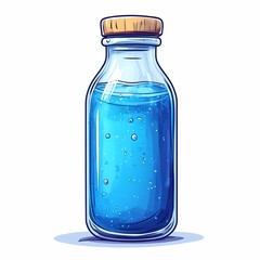 Eco-Friendly Stylish Glass Beverage Bottle with Blue Liquid and Wooden Cap - Creative Modern Design for Kitchen and Home Decor