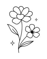 Floral Line Art Vector Illustration