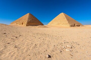 A pyramid in the Valley of the Kings, standing tall against a deep blue sky