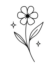 Doodle Style Flower Illustration Vector