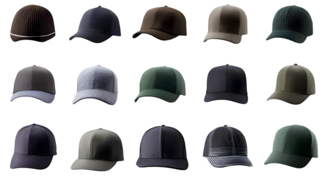 Various Stylish Hats Displayed Against a Transparent Background