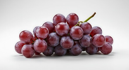 Fototapeta premium Bunch of fresh purple grapes on white background with soft shadows