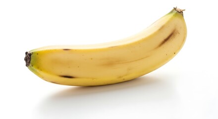Partially ripe banana on white background
