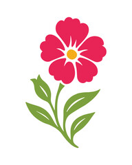 Obraz premium Red Flower with Green Leaves Vector