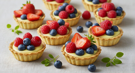 Delicious Berry Tarts With Custard For Dessert Ready To Eat