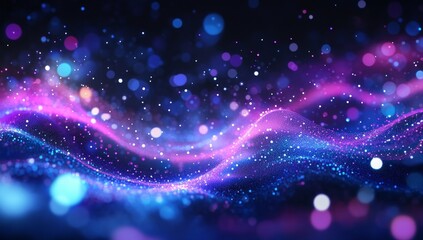Obraz premium Abstract glowing wave particles background.