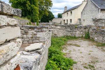 An ancient fortress in ruins, covered in creeping vines and haunted by spectral warriors