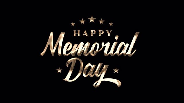 Happy memorial day Animation in Gold Color. Great for use on Memorial Day event in United States. Memorial Day card animation.
