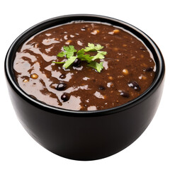 Black Bean Soup Garnished with Fresh Cilantro. Healthy, Delicious, and Comforting Food