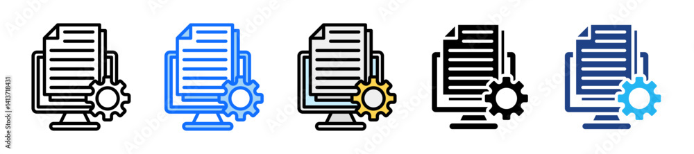 Poster content management system icon set multiple style collection