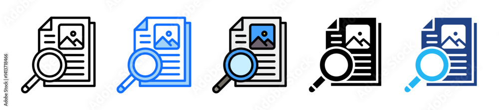 Poster search icon set multiple style collection