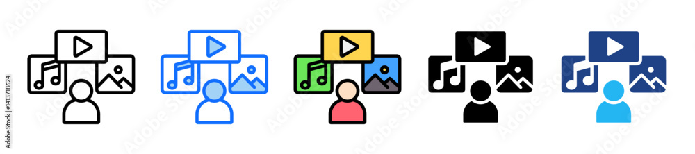 Poster creator icon set multiple style collection