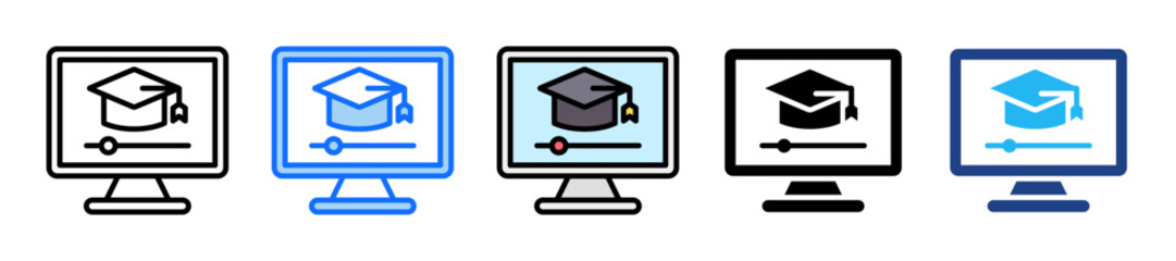 Online Learning Icon Set Multiple Style Collection