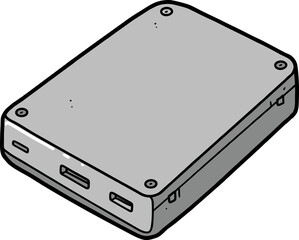 Portable Power Bank Line Art Illustration Vector