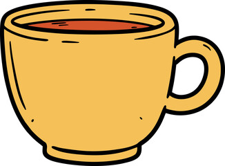 Yellow Cup Filled with Tea Illustration Vector