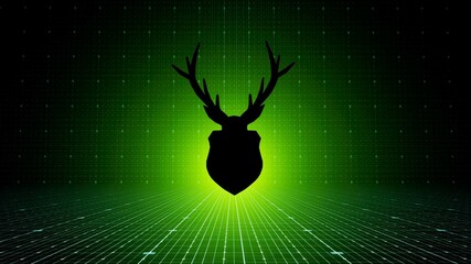 Illustration of Deer head in silhouette effect hang on modern green background