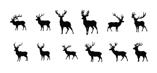 Graphic black deer silhouette illustration