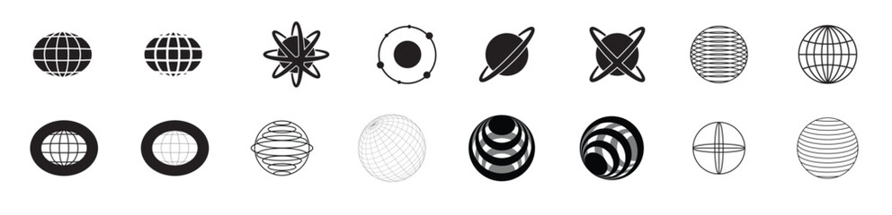 Retro futuristic elements for design. Collection of abstract graphic geometric symbols and objects in y2k style