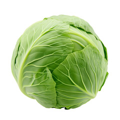 Fresh Green Cabbage Head Isolated On Transparent or White. Healthy Vegetable, Ingredient For Cooking And Vegetarian Dishes.